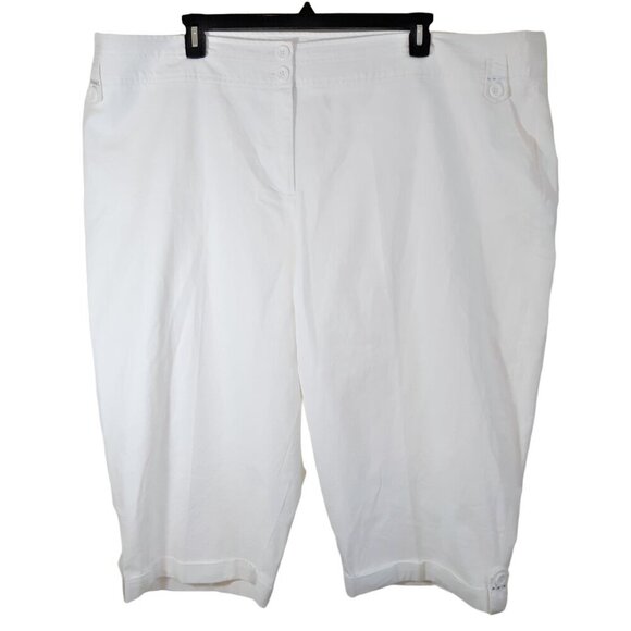 Womens Plus Size Capri Cropped Pants 28 4X Penningtons Coupe Rome Fit White - Picture 1 of 4
